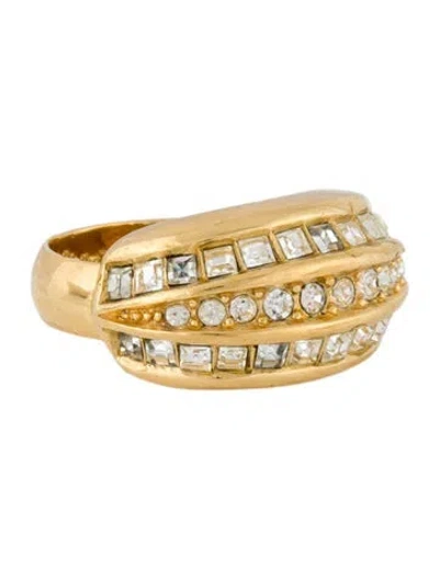 Pre-owned Dior Vintage Crystal Cocktail Ring In Multicolor