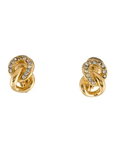 Pre-owned Dior Vintage Crystal Curb Link Clip-on Earrings In Transparent