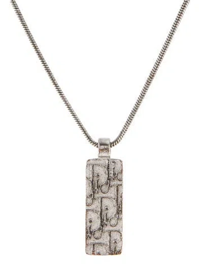 Pre-owned Dior Vintage Crystal Issimo Tag Pendant Necklace, 17.25" In Multi