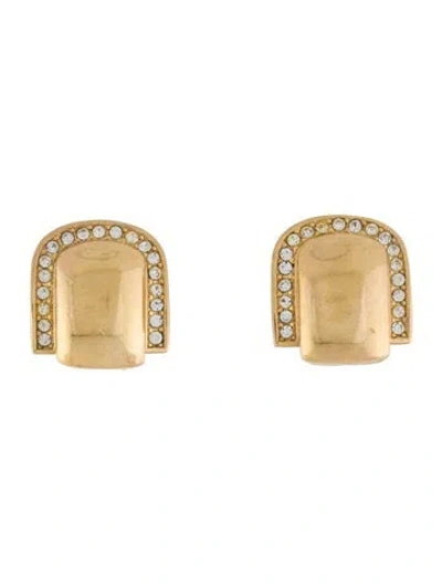 Pre-owned Dior Vintage Crystal Drop Clip-on Earrings In Multi