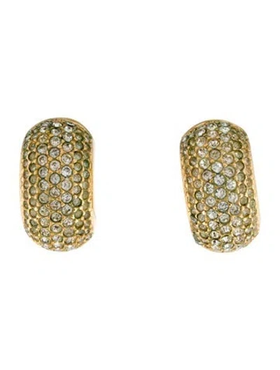 Pre-owned Dior Vintage Crystal Embellished Clip-on Earrings In Transparent