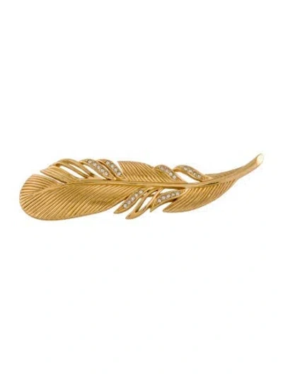 Pre-owned Dior Vintage Crystal Feather Pin Brooch In Multi