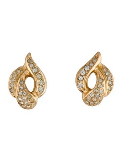 Pre-owned Dior Vintage Crystal Flame Clip-on Earrings In Multi