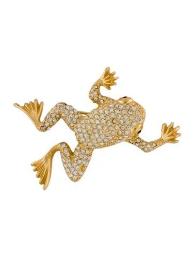 Pre-owned Dior Vintage Crystal Frog Pin Brooch In Multi