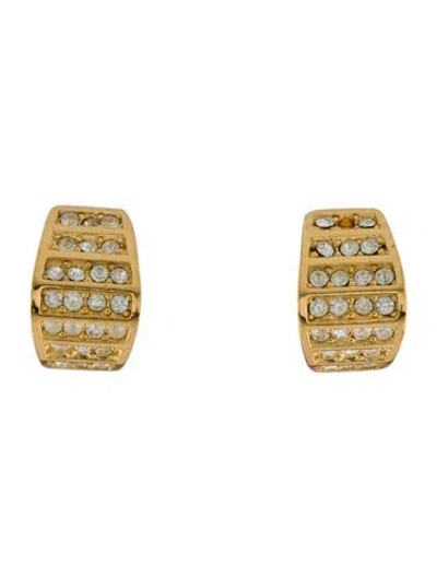 Pre-owned Dior Vintage Crystal Half Hoop Earrings In Transparent
