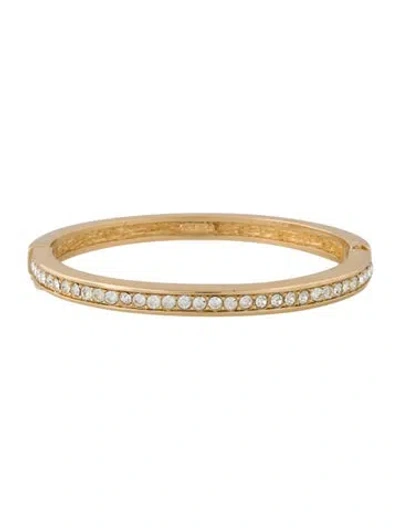 Pre-owned Dior Vintage Crystal Hinged Bangle Bracelet, 6.5" In Multicolor