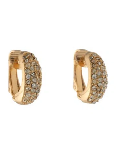 Pre-owned Dior Vintage Crystal Hoop Clip-on Earrings In Transparent