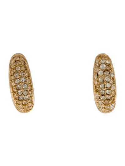 Pre-owned Dior Vintage Crystal Hoop Clip-on Earrings In Transparent