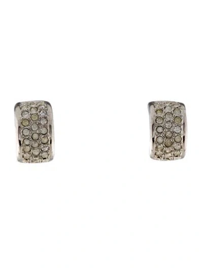 Pre-owned Dior Vintage Crystal Hoop Clip-on Earrings In Transparent