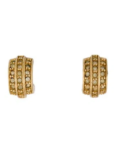 Pre-owned Dior Vintage Crystal Hoop Earrings In Multi