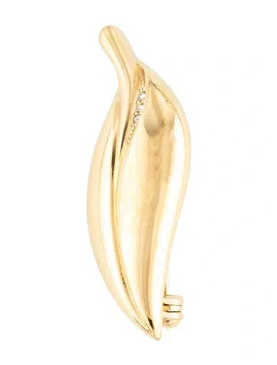 Pre-owned Dior Vintage Crystal Leaf Brooch In Multicolor