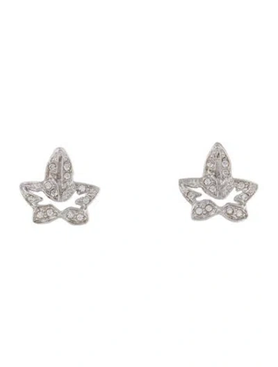 Pre-owned Dior Vintage Crystal Leaf Clip-on Earrings In Multi