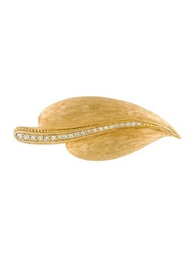 Pre-owned Dior Vintage Crystal Leaf Pin Brooch In Multi
