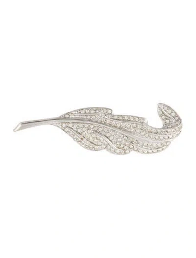 Pre-owned Dior Vintage Crystal Leaf Pin Brooch In Multi