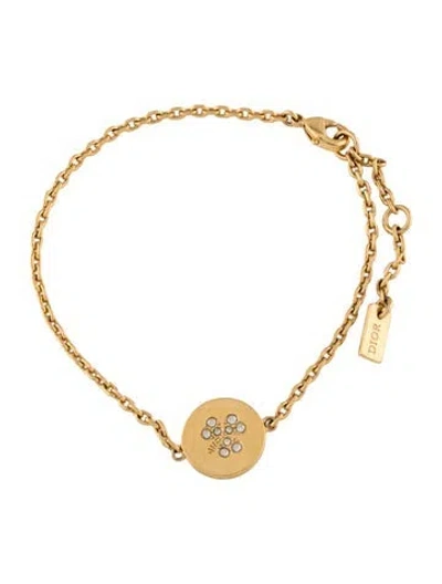 Pre-owned Dior Vintage Crystal Link Bracelet, 6.25" In Multicolor