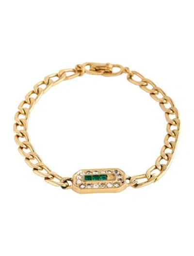 Pre-owned Dior Vintage Crystal Link Bracelet, 6.75" In Multicolor