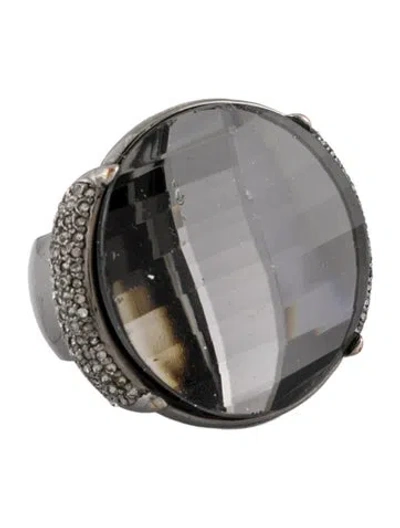 Pre-owned Dior Vintage Crystal Pavé Cocktail Ring In Transparent