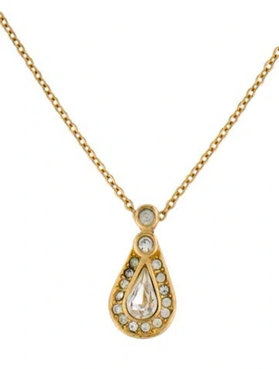 Pre-owned Dior Vintage Crystal Pendant Necklace, 15" In Multi
