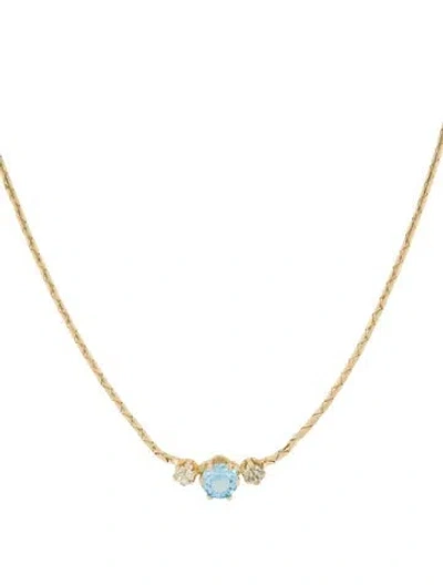 Pre-owned Dior Vintage Crystal Pendant Necklace, 17.25" In Blue