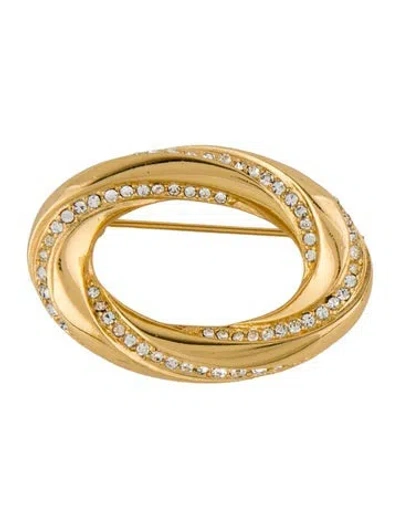 Pre-owned Dior Vintage Crystal Pin Brooch In Transparent