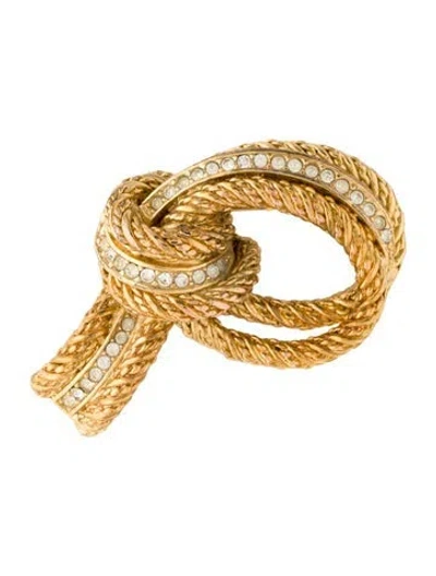 Pre-owned Dior Vintage Crystal Pin Brooch In Transparent