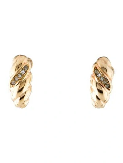 Pre-owned Dior Vintage Crystal Rope Clip-on Earrings In Transparent