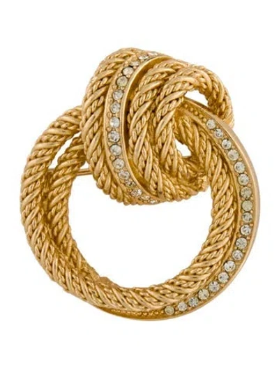 Pre-owned Dior Vintage Crystal Rope Pin Brooch In Multi