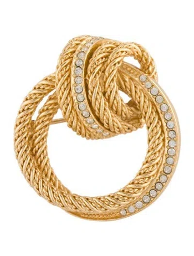Pre-owned Dior Vintage Crystal Rope Pin Brooch In Multi