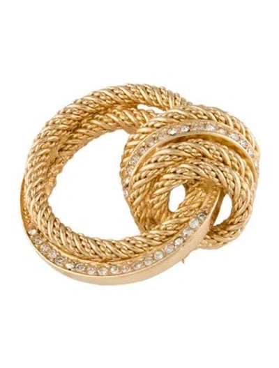 Pre-owned Dior Vintage Crystal Rope Pin Brooch In Multi