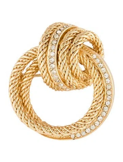 Pre-owned Dior Vintage Crystal Rope Pin Brooch In Multicolor