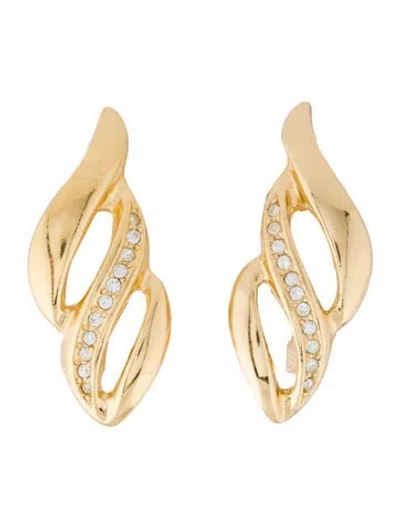 Pre-owned Dior Vintage Crystal Spiral Clip-on Earrings In Multi