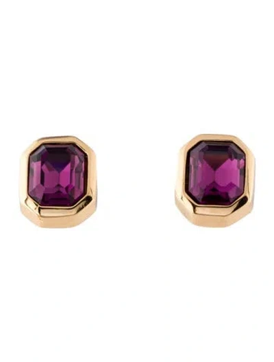 Pre-owned Dior Vintage Crystal Stud Earrings In Purple