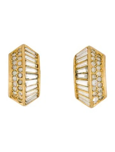 Pre-owned Dior Vintage Crystal Stud Earrings In Transparent