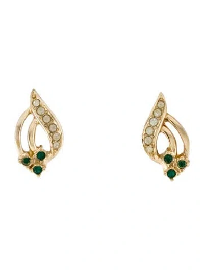 Pre-owned Dior Vintage Crystal Swirl Clip-on Earrings