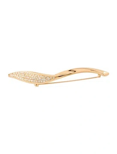 Pre-owned Dior Vintage Crystal Swirl Leaf Brooch Pin In Multi