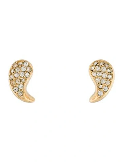 Pre-owned Dior Vintage Crystal Teardrop Clip-on Earrings In Transparent