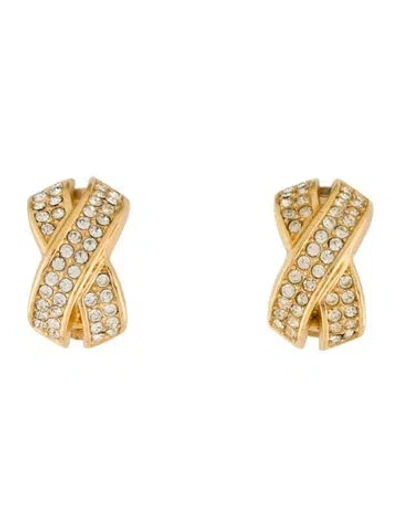 Pre-owned Dior Vintage Crystal X Clip-on Earrings In Transparent