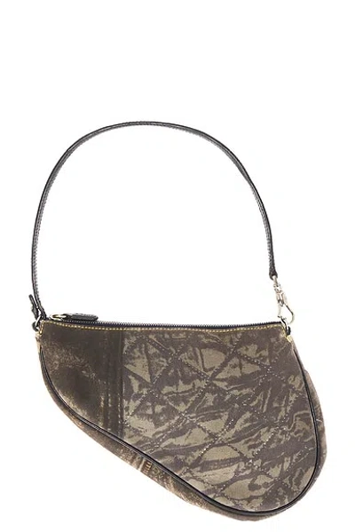 Pre-owned Dior Vintage Denim Saddle Bag In Black