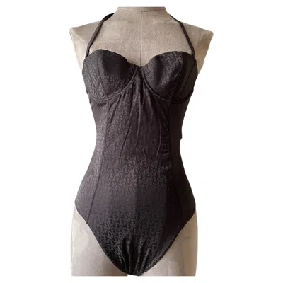Pre-owned Dior – Vintage Issimo Oblique Monogram One-piece Swimsuit / Bodysuit In Black