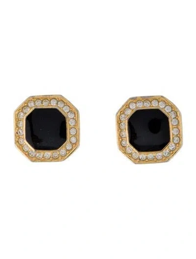 Pre-owned Dior Vintage Enamel & Crystal Clip-on Earrings In Multi