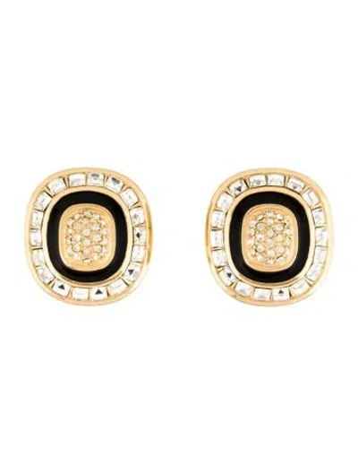 Pre-owned Dior Vintage Enamel & Crystal Clip-on Earrings In Multi