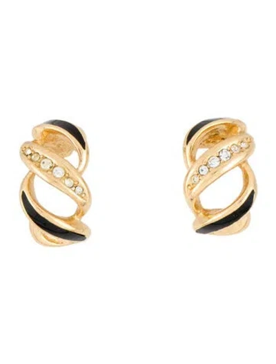 Pre-owned Dior Vintage Enamel & Crystal Stud Earrings In Multi