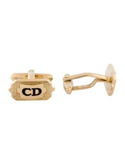 Pre-owned Dior Vintage Enamel Cd Cufflinks In Black