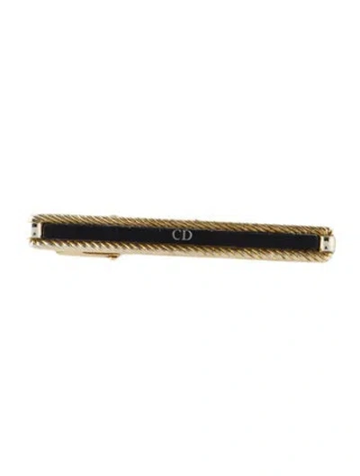 Pre-owned Dior Vintage Enamel Cd Tie Clip In Black