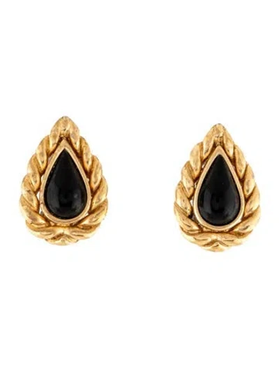 Pre-owned Dior Vintage Enamel Clip On Earrings In Black