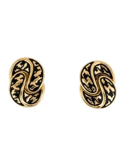 Pre-owned Dior Vintage Enamel Clip-on Earrings In Black