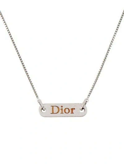 Pre-owned Dior Vintage Enamel Logo Choker Chain Necklace In Orange