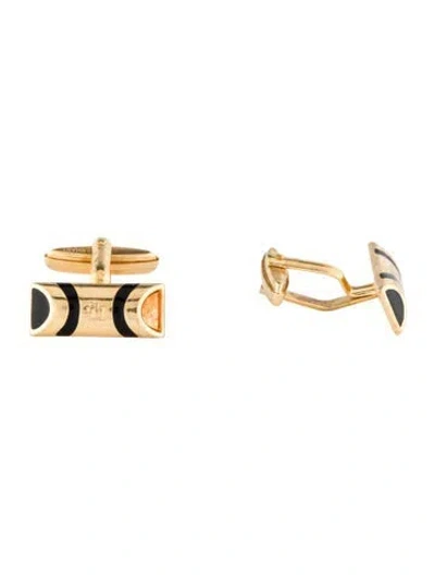Pre-owned Dior Vintage Enamel Logo Cofflinks In Black