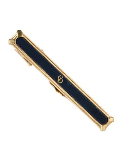 Pre-owned Dior Vintage Enamel Logo Tie Clip In Blue