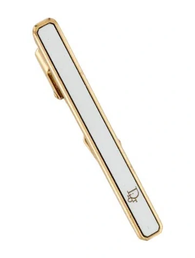 Pre-owned Dior Vintage Enamel Tie Clip In White